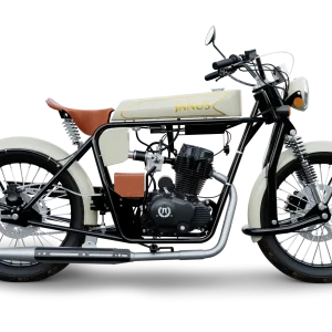 Vintage style Janus motorcycle isolated on background.